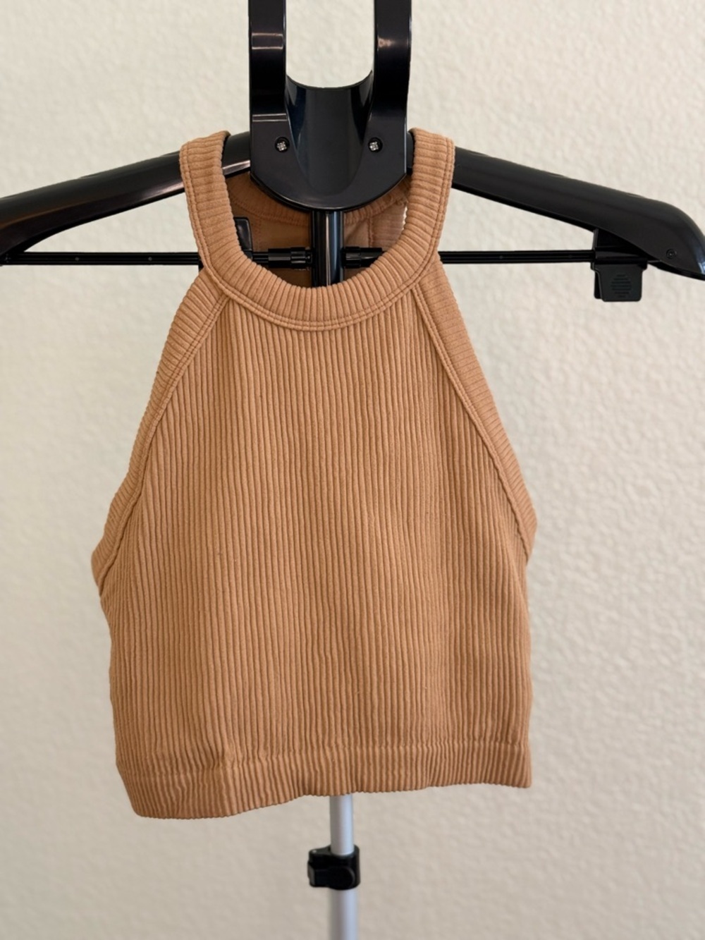 aerie Camel Ribbed Halter Crop Tank